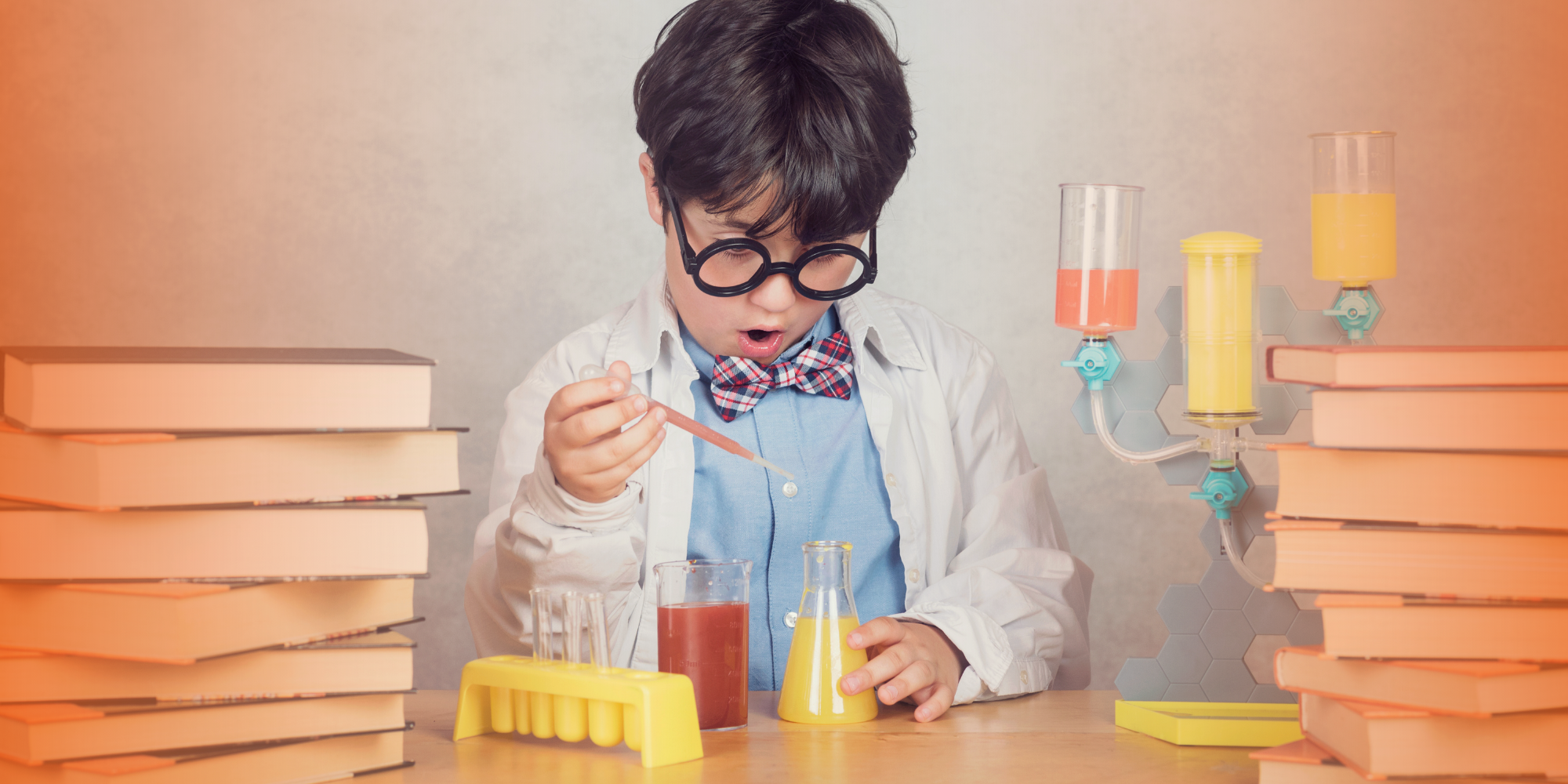child performing science experiment