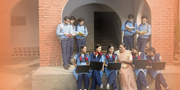 Teacher interacting with her students